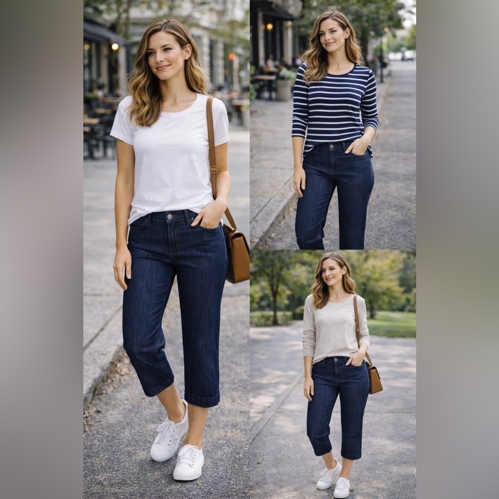 7th Avenue Suiting Capris Dark Wash Denim Crop Pants Women  size 6
